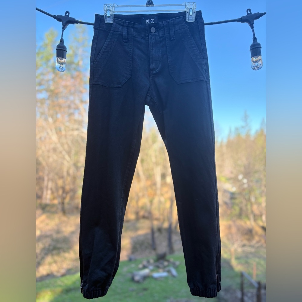 Paige Mayslie Jogger Pants - Black Luxe Coated